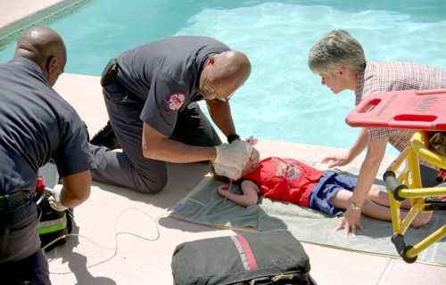 Paramedics rescusitate toddler drowning victim