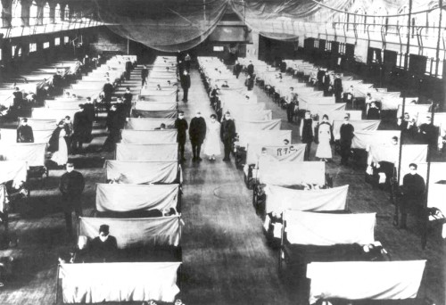 Influenza pandemic makeshift hospital ward