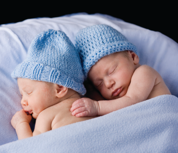 Twin infants bed-sharing