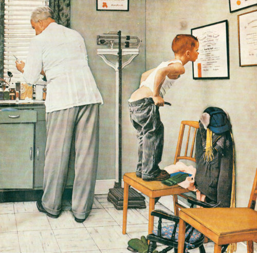 Norman Rockwell painting 'before the shot'